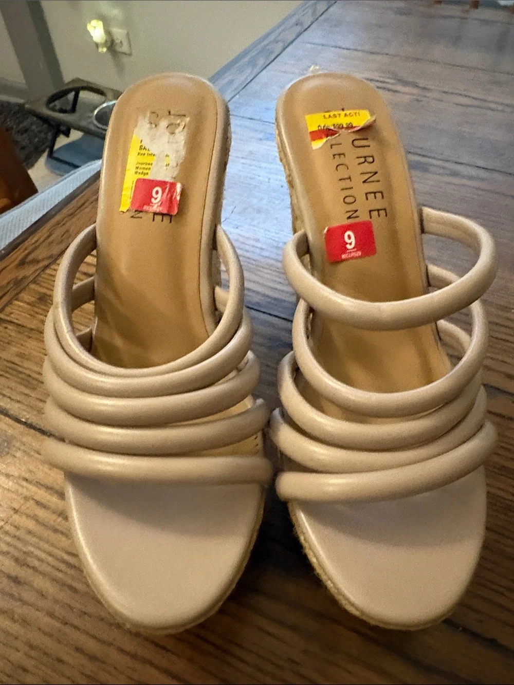 NWT Journee Collection Nude Multi-Strap Slide Heels W SZ 9